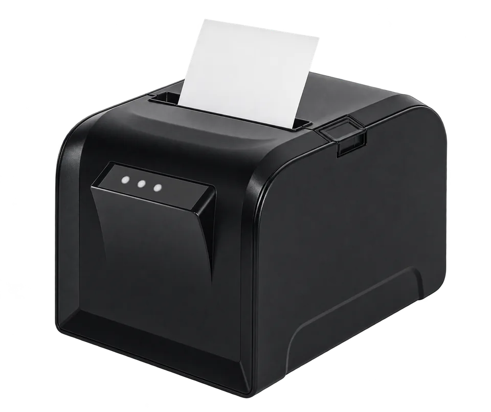 Generische Darstellung eines Thermodruckers mit austretendem leerem Papier.